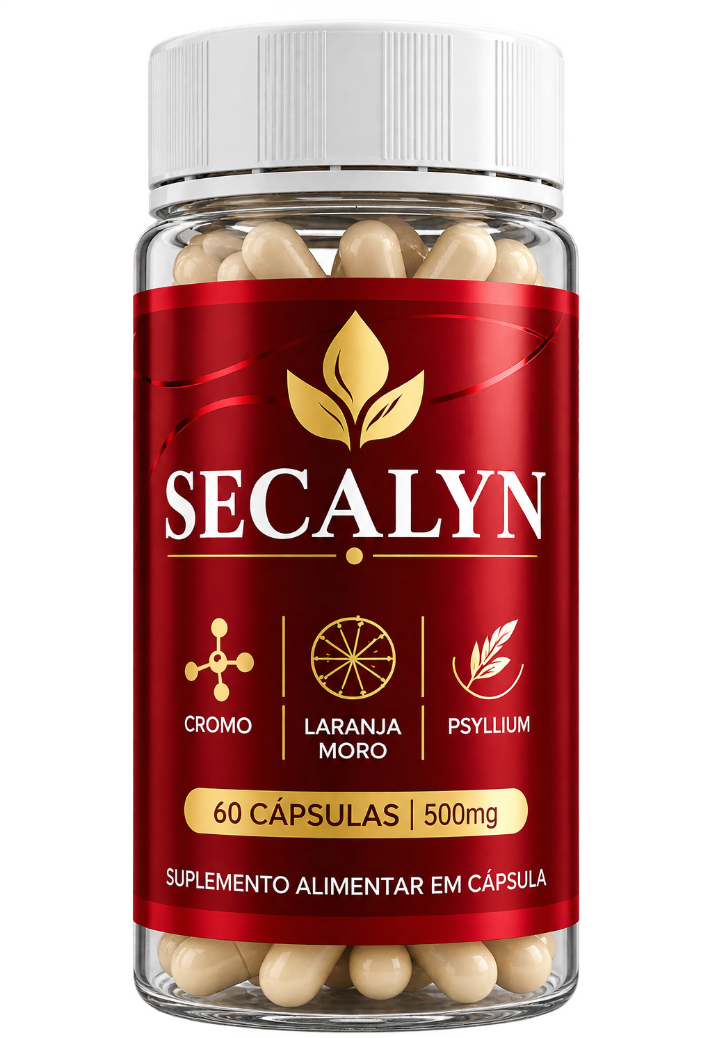 Pote do suplemento Secalyn com 60 cápsulas de 500mg